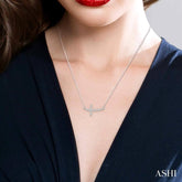 1/5 Ctw Round Cut Diamond Cross Pendant in 10K White Gold with Chain